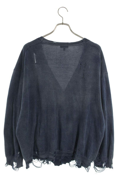 R13 BOYFRIEND CARDIGAN Distressed Cotton Blue Size L