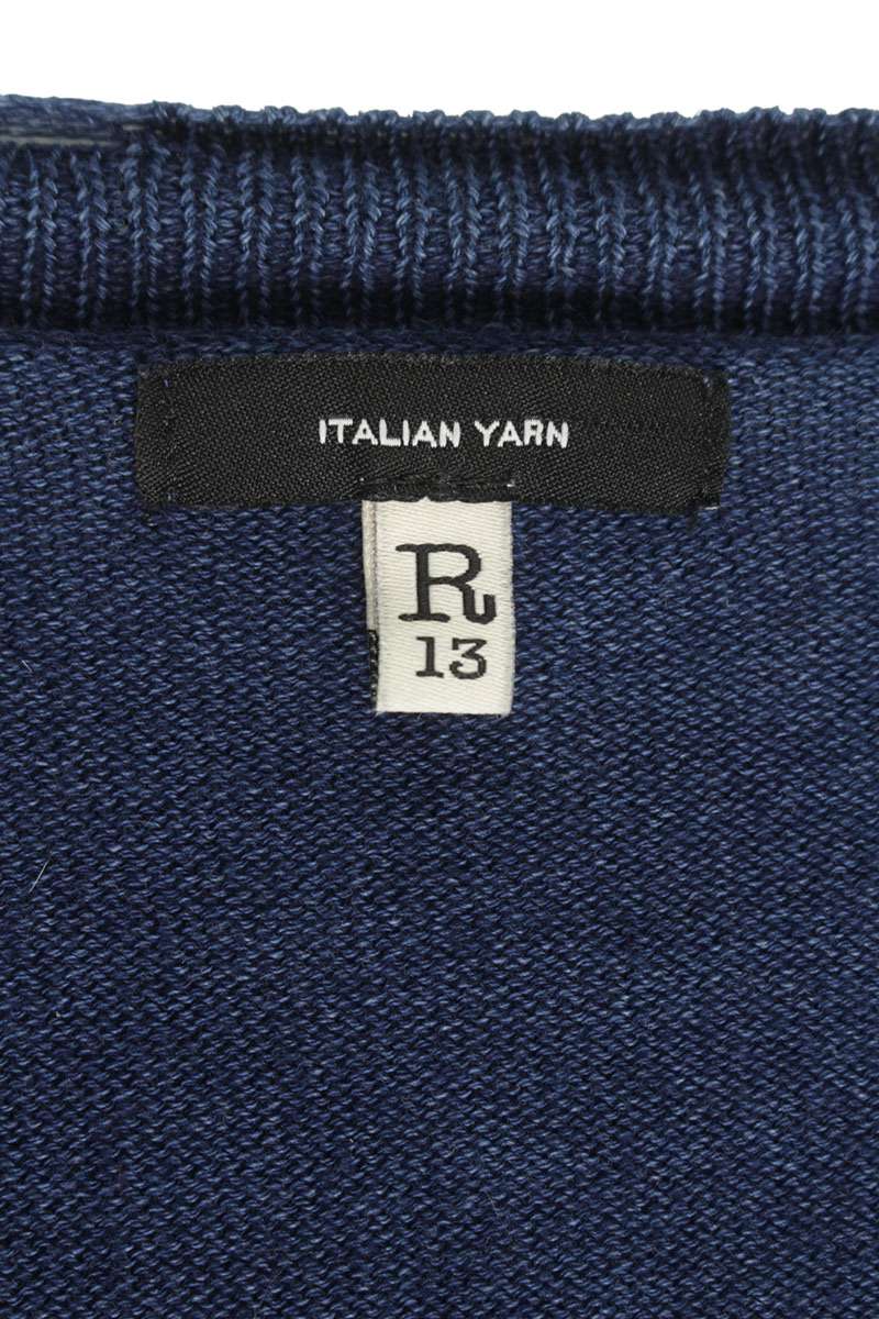 R13 BOYFRIEND CARDIGAN Distressed Cotton Blue Size L