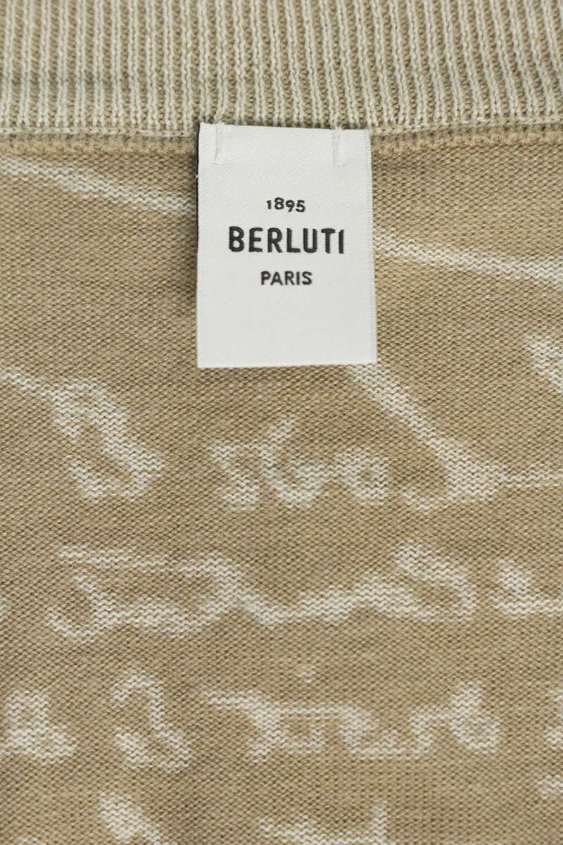 Berluti All-Over Print Cardigan Beige Size XL