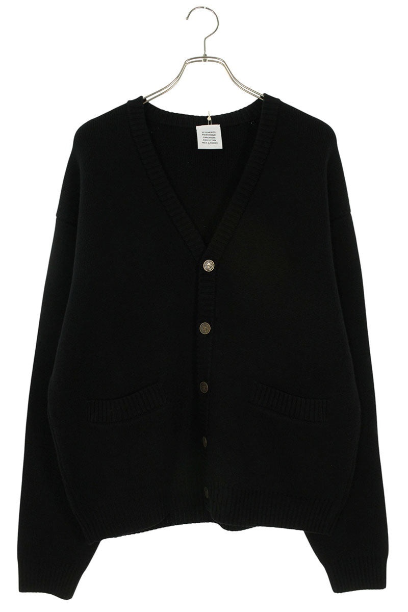 VETEMENTS 26SS Leather Cross Patch Cardigan Black Size S