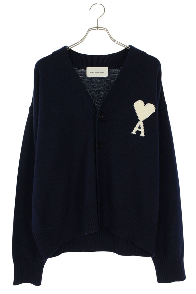 AMI 26SS Embroidered Cardigan Blue x White Size XL