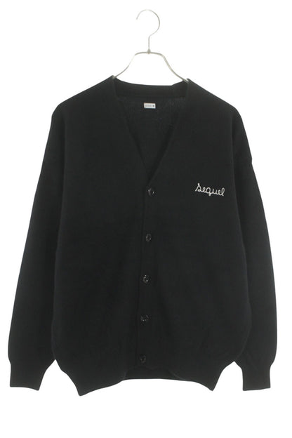 SEQUEL 24AW Black Logo Embroidered Blend Knit Size XL
