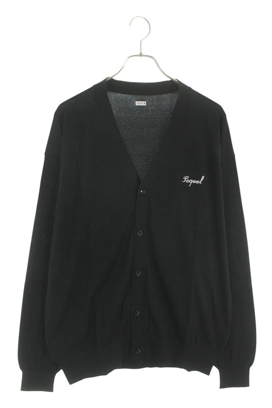 SEQUEL 25SS Black Cotton Logo Embroidered Cardigan Size M