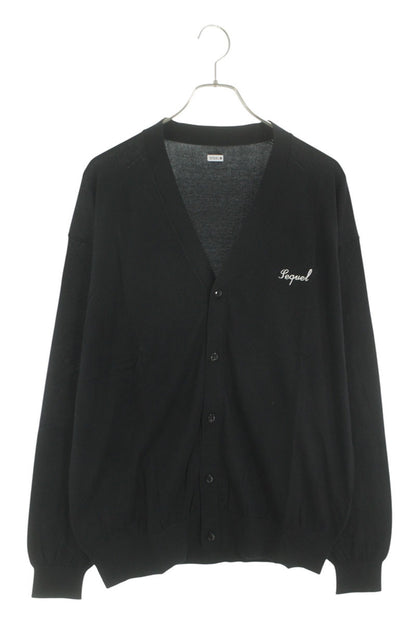 SEQUEL 25SS Black Cotton Logo Embroidered Cardigan Size XL