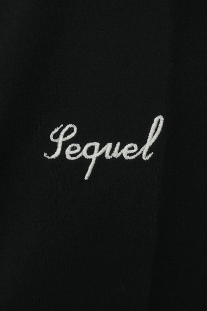 SEQUEL 25SS Black Cotton Logo Embroidered Cardigan Size XL