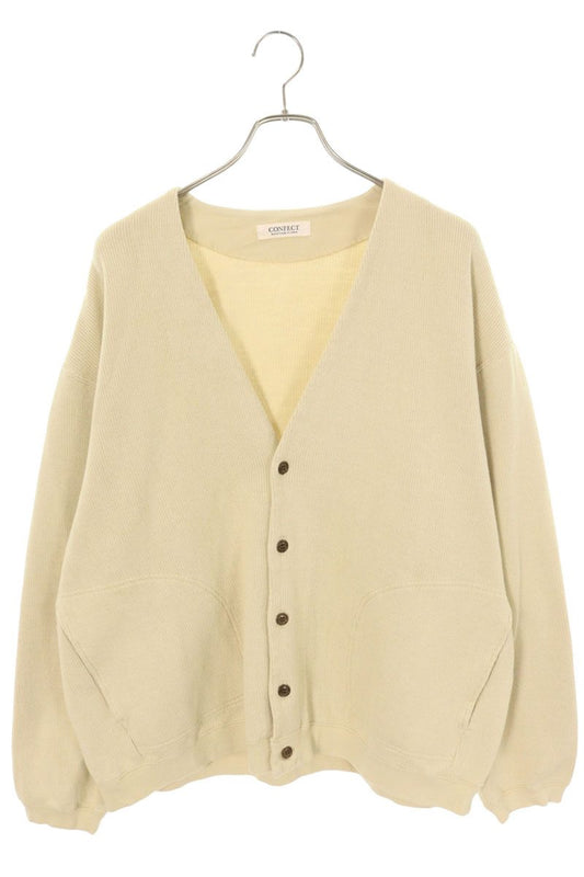 CONFECT Beige Quarter Gauge Cotton V-Neck Cardigan Size XL