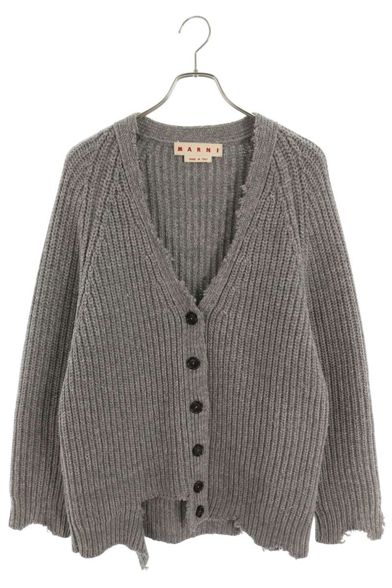 Marni 20AW Distressed Wool Knit Cardigan Gray Size 36