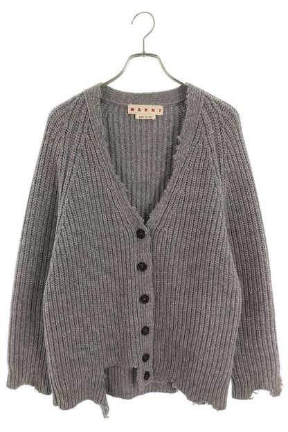 Marni 20AW Distressed Wool Knit Cardigan Gray Size 36