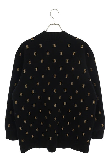 Burberry TB Logo All-Over Print Knit Cardigan Black x Beige Size L