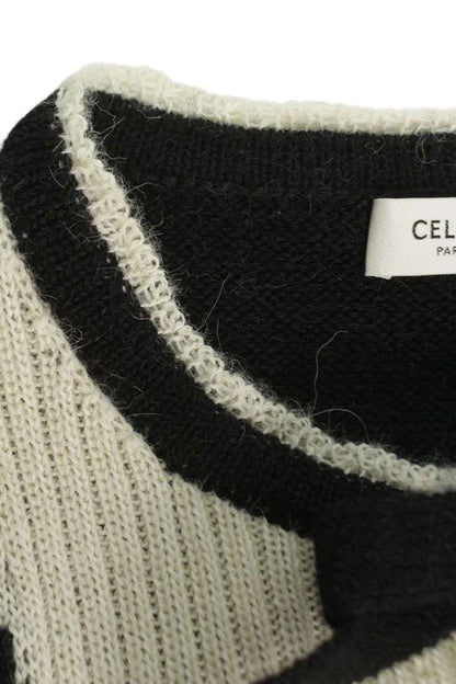 CELINE Rhinestone Bow Tie Alpaca Knit Cardigan Size XS