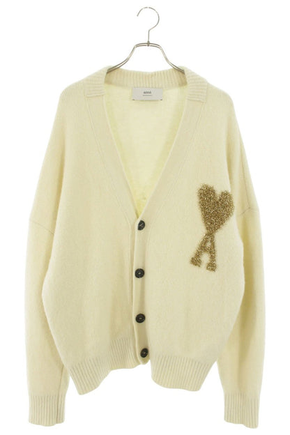 AMI Alexandre Mattiussi Heart Logo Wool Cardigan Size L