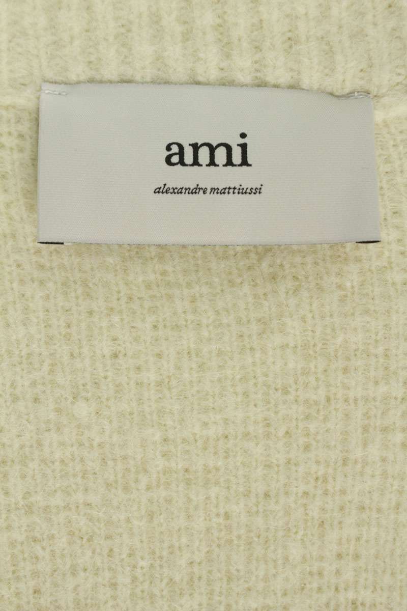 AMI Alexandre Mattiussi Heart Logo Wool Cardigan Size L