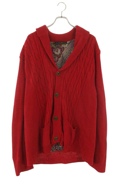 ETRO Red Cotton Knit Silk Lined Cardigan Size 3XL