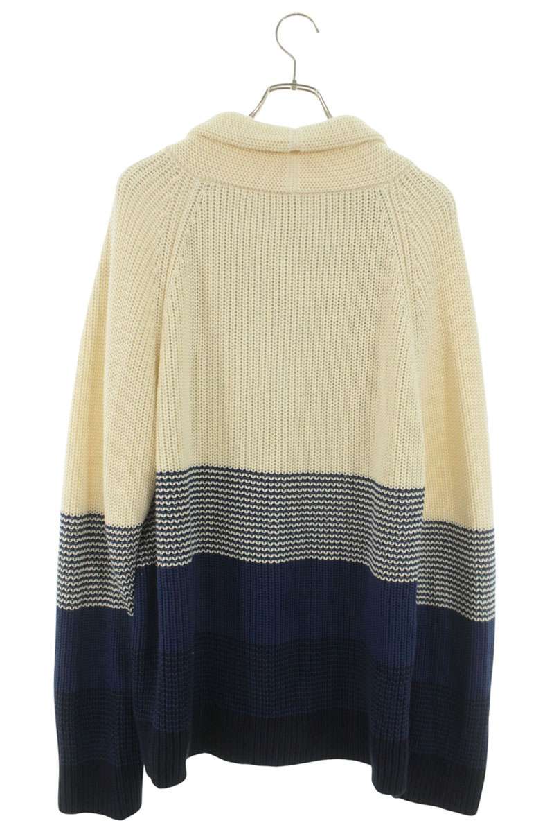 ETRO White/Blue Cotton Knit Silk Lined Cardigan Size 3XL