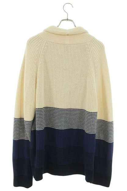 ETRO White/Blue Cotton Knit Silk Lined Cardigan Size 3XL