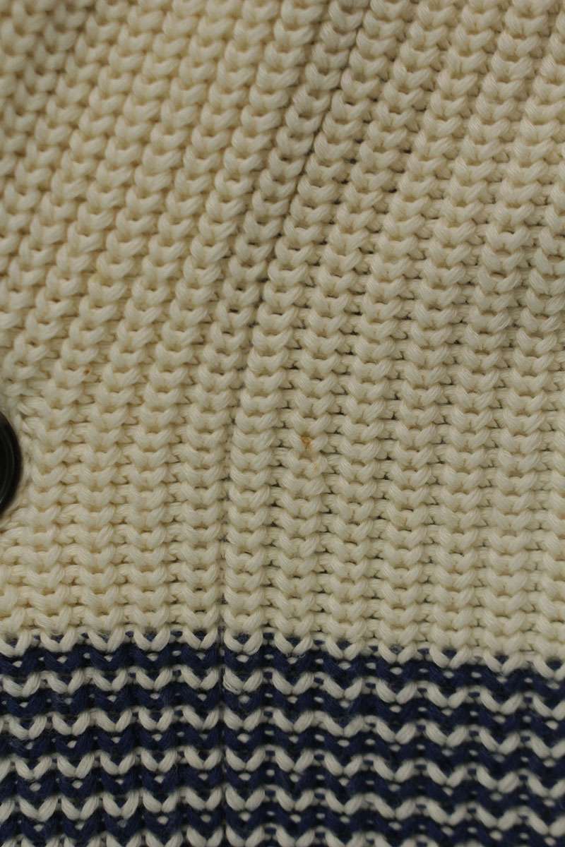 ETRO White/Blue Cotton Knit Silk Lined Cardigan Size 3XL