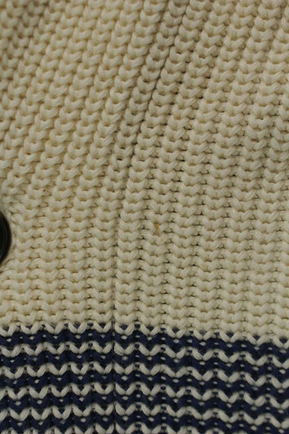ETRO White/Blue Cotton Knit Silk Lined Cardigan Size 3XL
