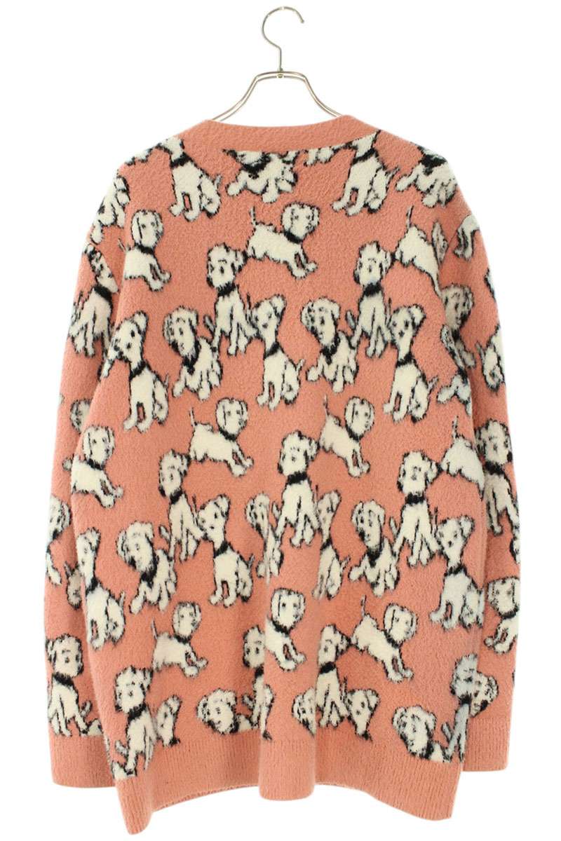 CELINE Brushed Cotton Jacquard Cardigan Pink Size M