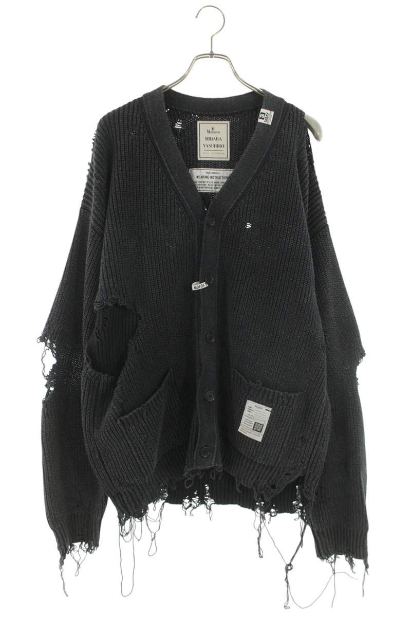 MIHARAYASUHIRO Distressed Knit Cardigan Gray Size 48