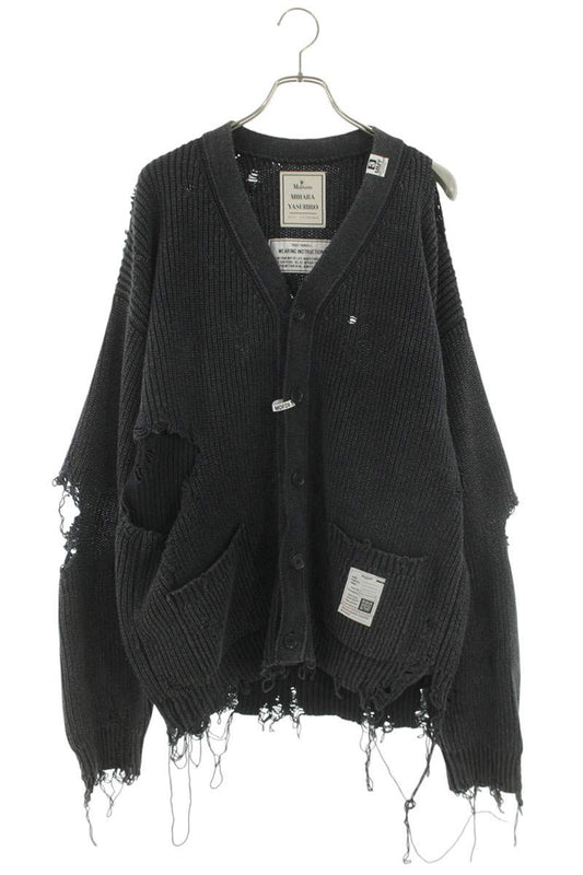 MIHARAYASUHIRO Distressed Knit Cardigan Gray Size 48