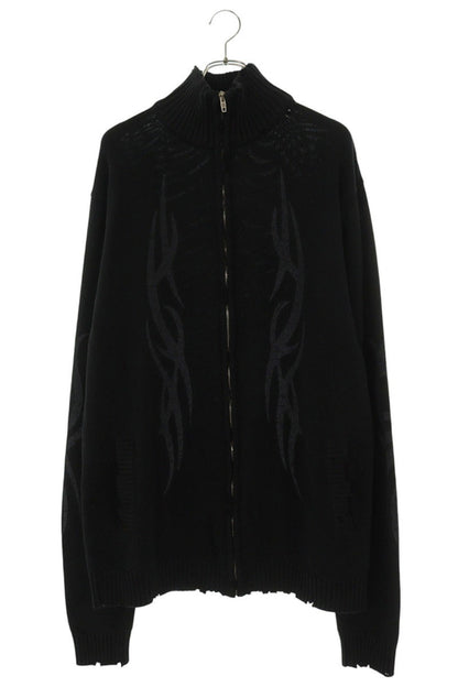 BALENCIAGA 24AW Tribal Damaged Zip Knit Cardigan Size L