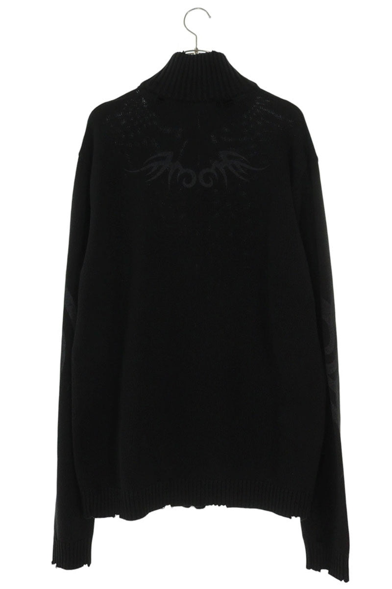 BALENCIAGA 24AW Tribal Damaged Zip Knit Cardigan Size L