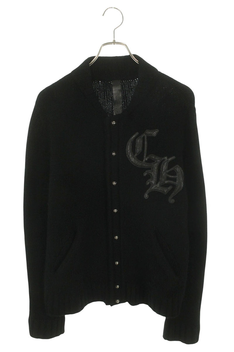 Chrome Hearts CH Leather Patch Cross Ball Button Knit Size S