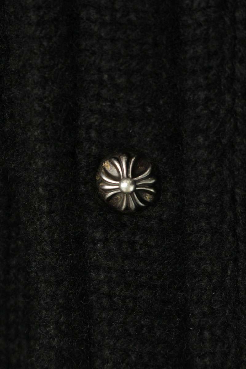 Chrome Hearts CH Leather Patch Cross Ball Button Knit Size S