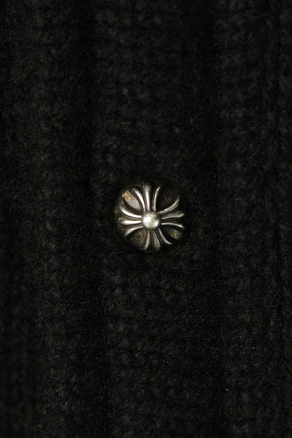 Chrome Hearts CH Leather Patch Cross Ball Button Knit Size S