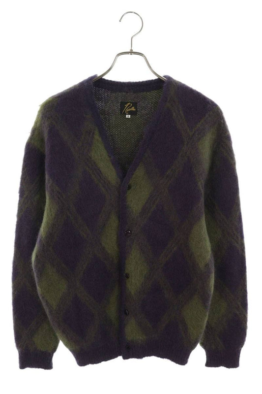 Needles Argyle Mohair Blend Cardigan Purple Size S