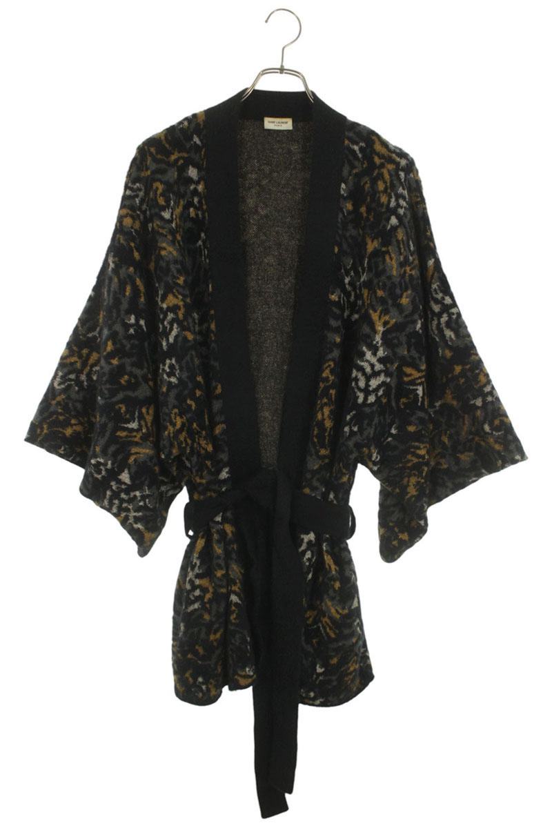 SAINT LAURENT PARIS Jacquard Knit Kimono Cardigan Size XL