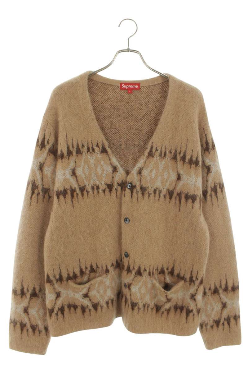SUPREME 22AW Abstract Stripe Mohair Cardigan Beige Size L