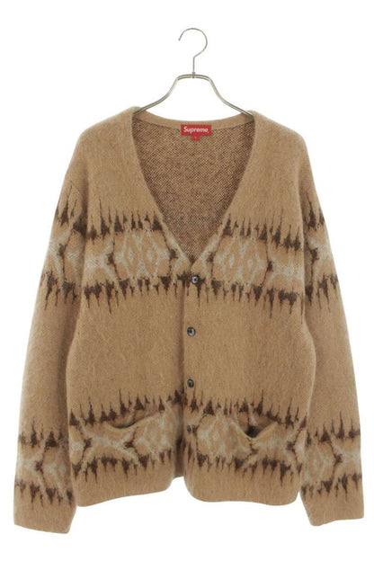 SUPREME 22AW Abstract Stripe Mohair Cardigan Beige Size L