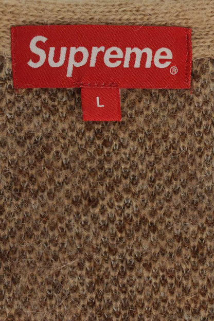 SUPREME 22AW Abstract Stripe Mohair Cardigan Beige Size L