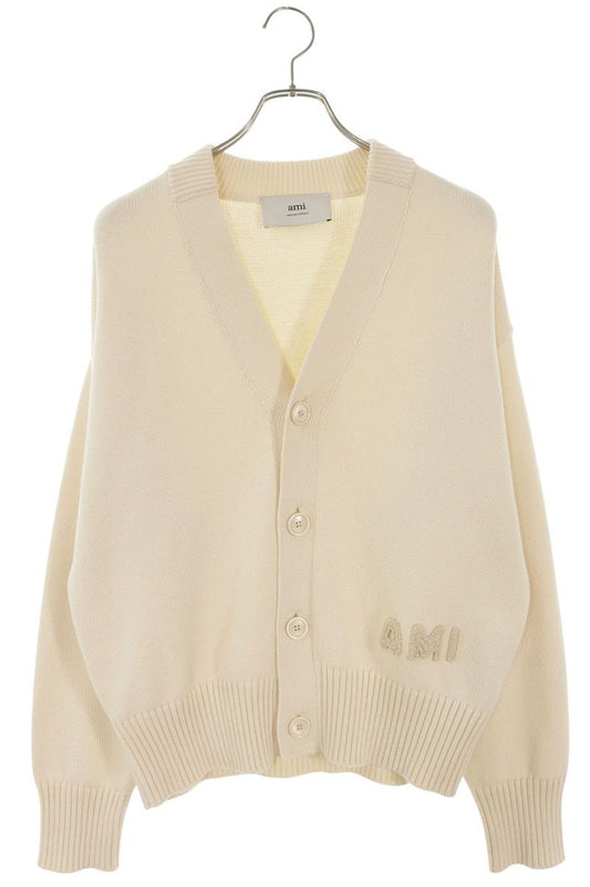 AMI Alexandre Mattiussi Logo Cardigan Off-White Size S