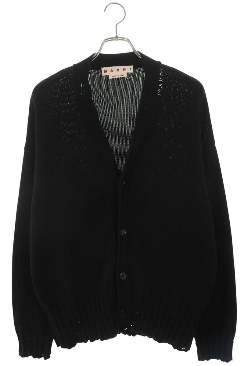 MARNI FW25 Cotton Logo Stitch Cardigan Black Size S