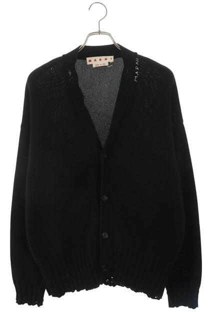 MARNI FW25 Cotton Logo Stitch Cardigan Black Size S