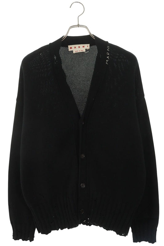 MARNI FW25 Cotton Logo Stitch Cardigan Black Size S