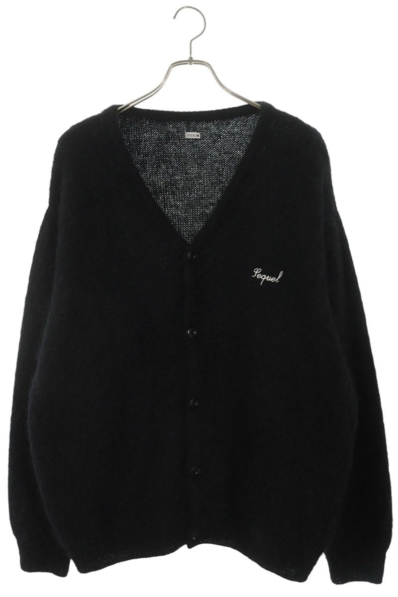 SEQUEL FW25 Logo Embroidered Mohair Blend Cardigan Size L