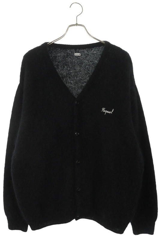 SEQUEL FW25 Logo Embroidered Mohair Blend Cardigan Size L