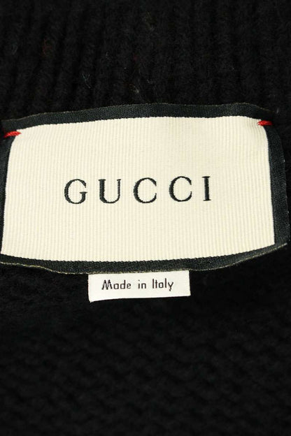 GUCCI Wool Cable Knit Cardigan Black Size M