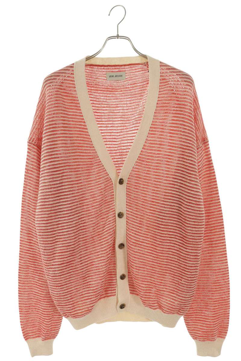 VAINL ARCHIVE Linen Stripe Cardigan Red/White Size L