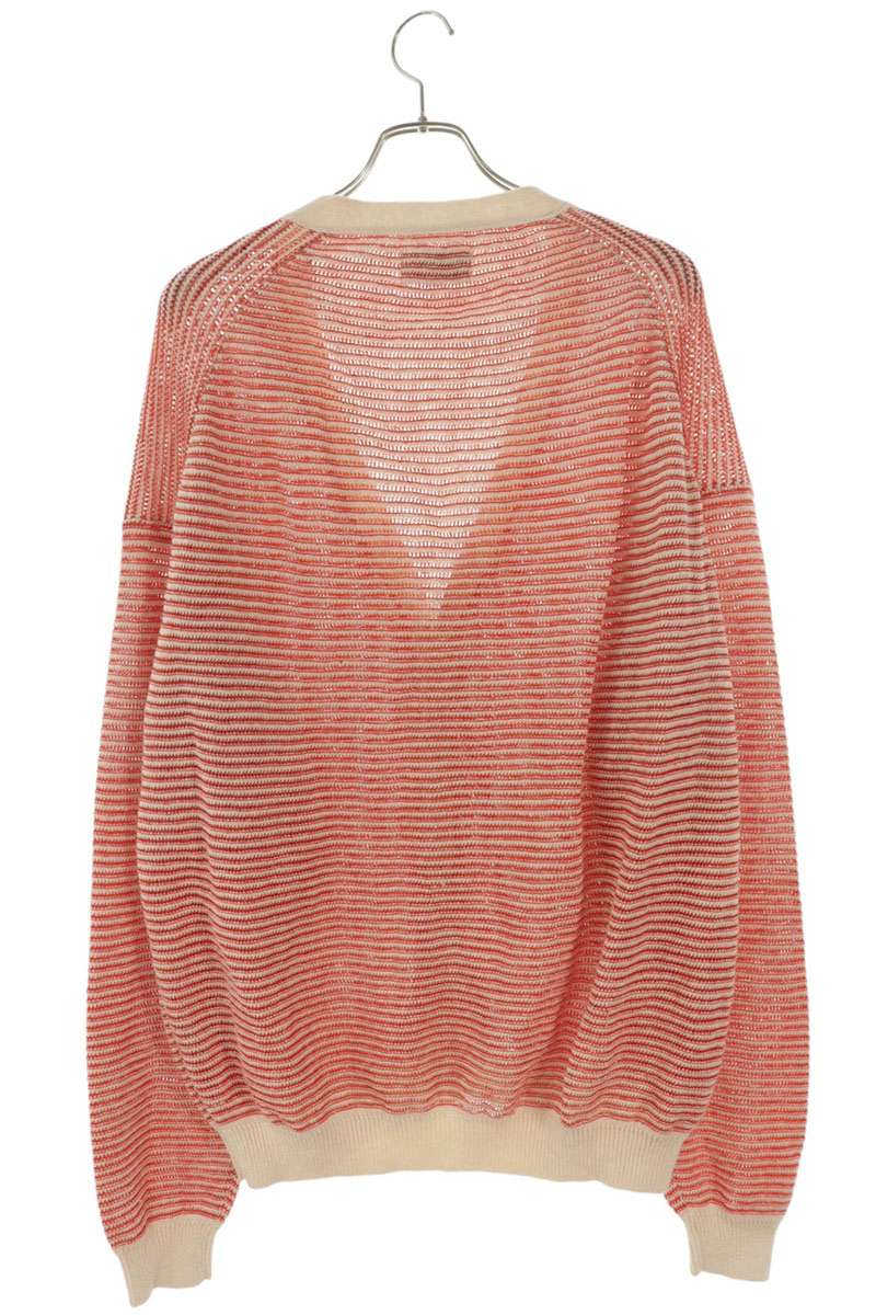 VAINL ARCHIVE Linen Stripe Cardigan Red/White Size L
