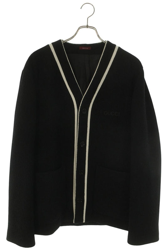 GUCCI Black Wool Blend Logo Cardigan Size S