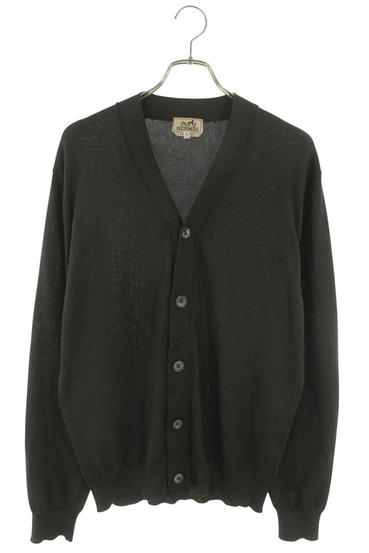 HERMES Silk Cardigan Gray Size XL