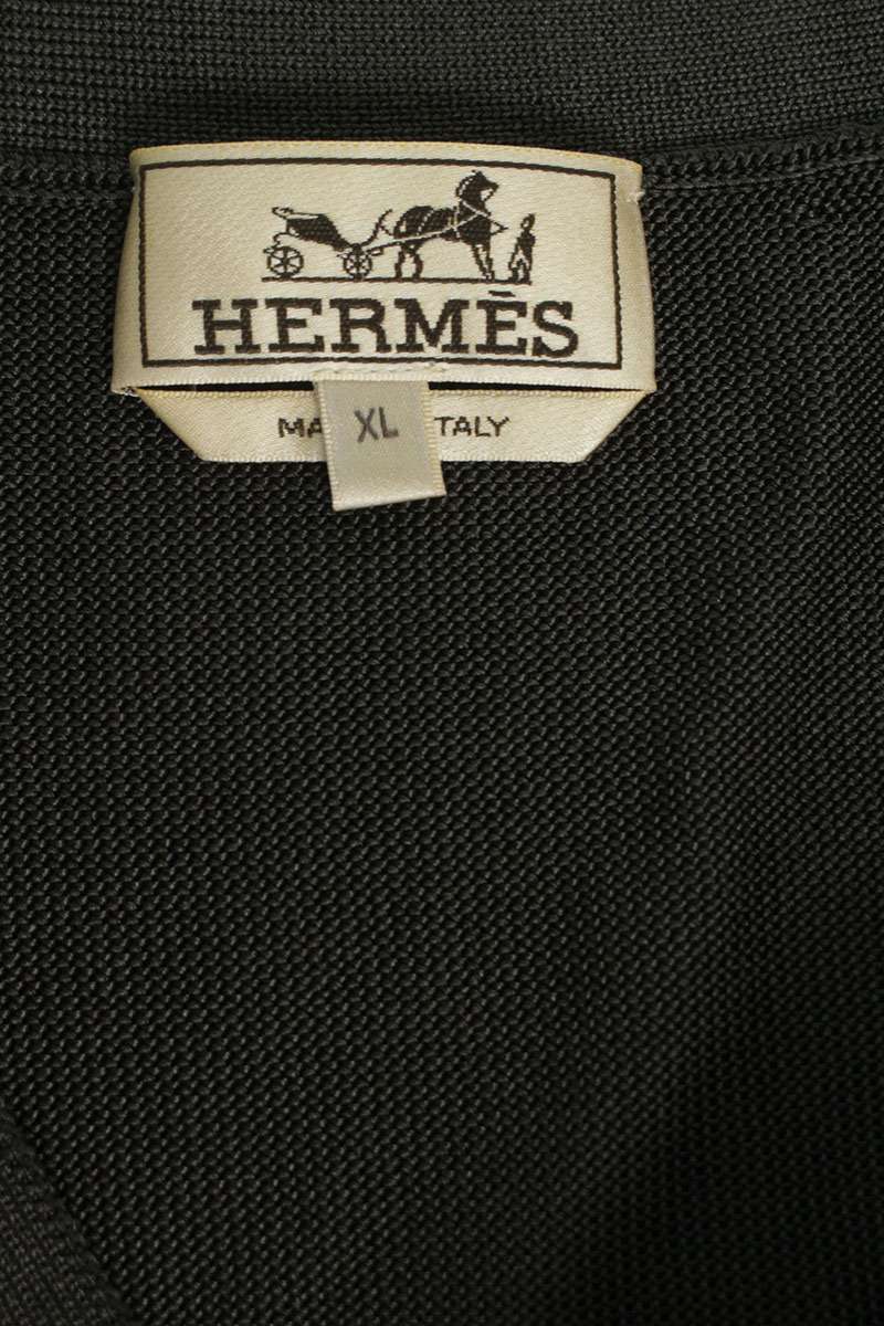 HERMES Silk Cardigan Gray Size XL