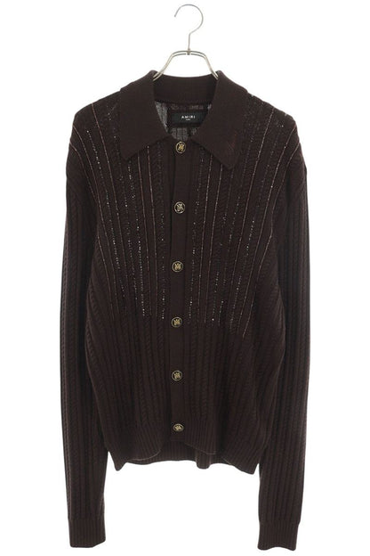 AMIRI Sequin Embellished Wool Knit Cardigan Brown Size L