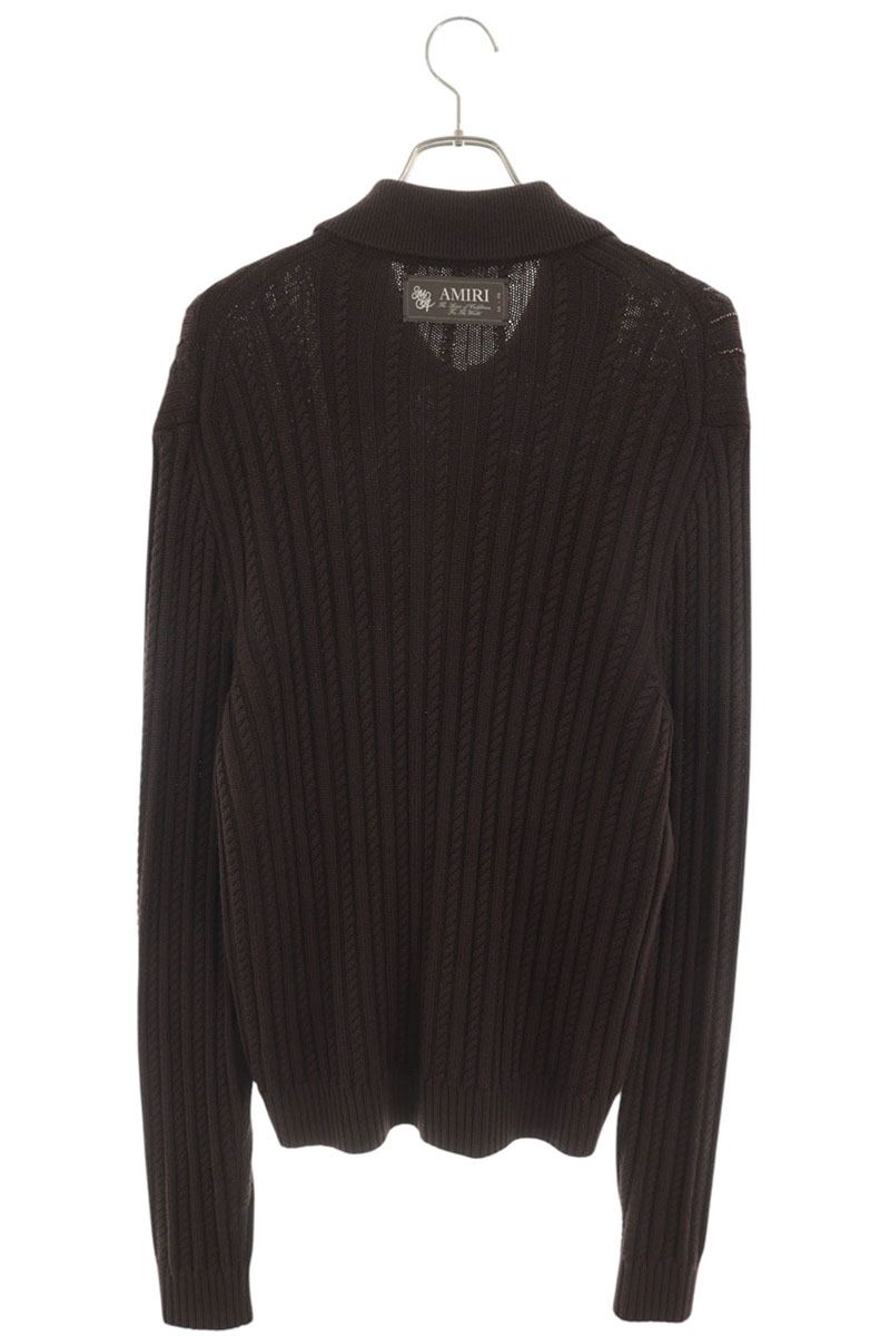 AMIRI Sequin Embellished Wool Knit Cardigan Brown Size L