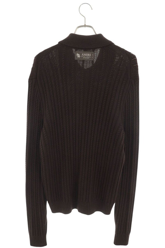 AMIRI Sequin Embellished Wool Knit Cardigan Brown Size L