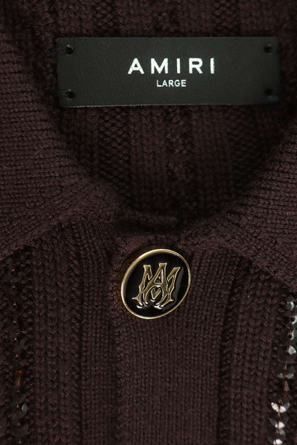 AMIRI Sequin Embellished Wool Knit Cardigan Brown Size L